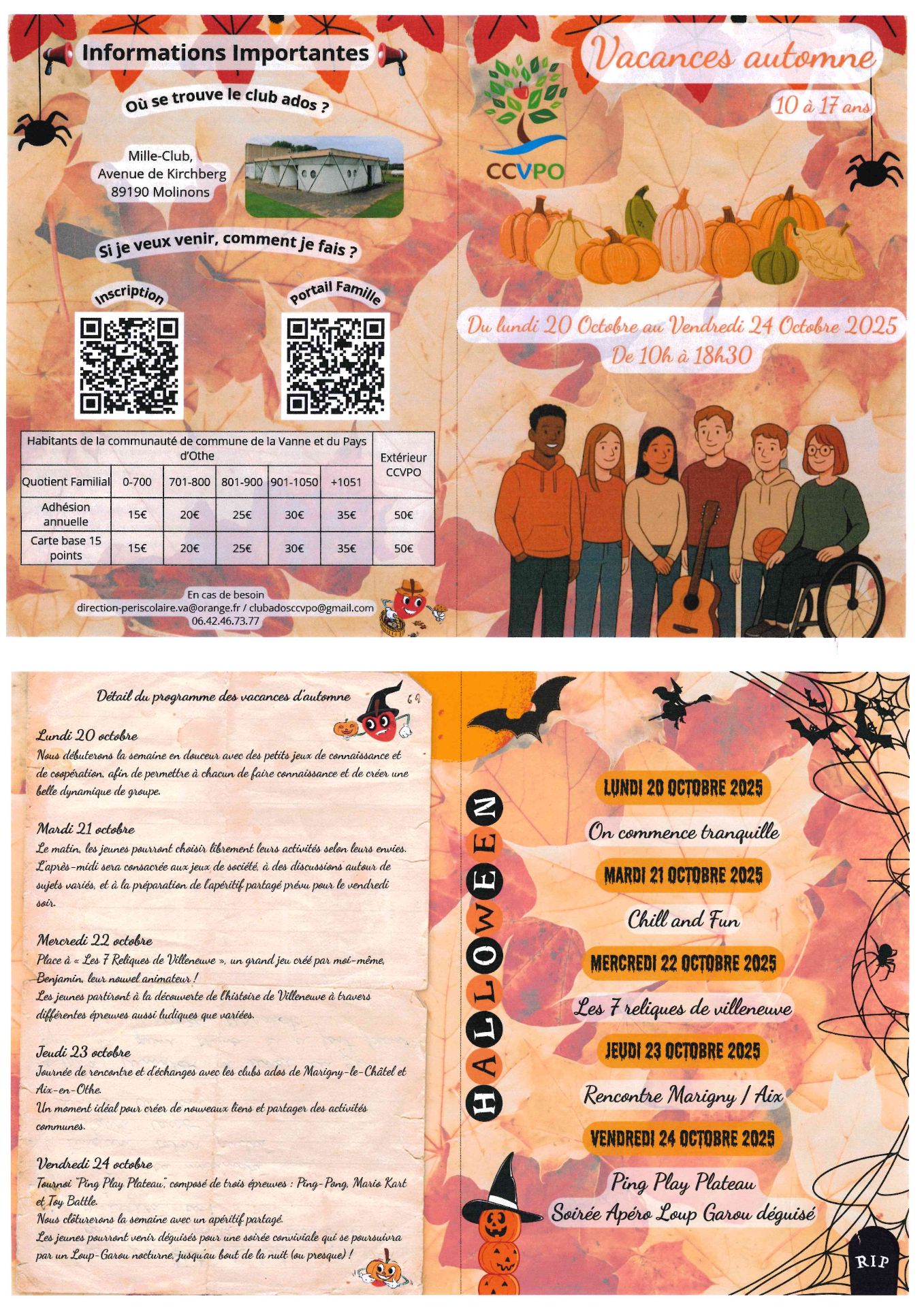 programme club ados - vacances d'automne